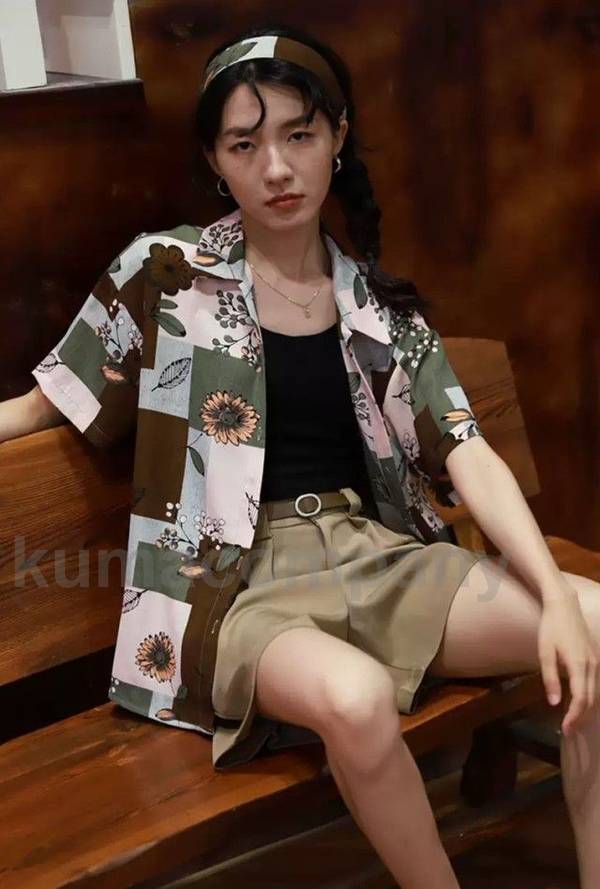 柄シャツ レディース トップス 春夏 アロハシャツ 花柄 襟付き シャツ ブラウス 半袖 総柄 羽織り 春 夏 個性的 カジュアル おしゃれ 大人可愛い レトロ ゆったり km