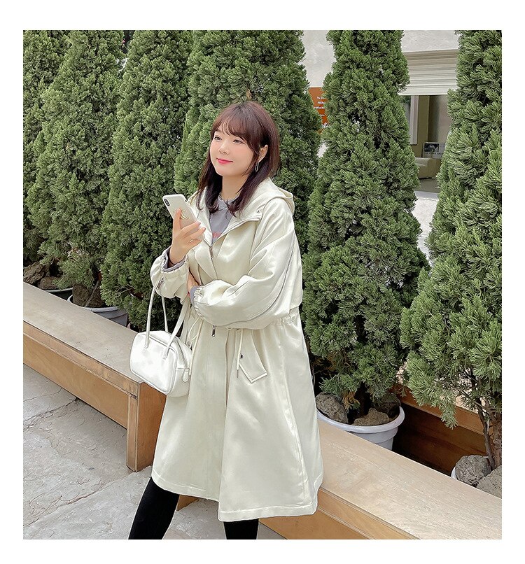 ノーカラーコート 韓国ニューファッションルースコートファットMMミドル丈ウインドブレーカーは薄手