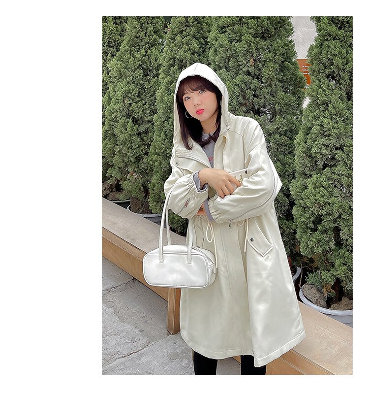 ノーカラーコート 韓国ニューファッションルースコートファットMMミドル丈ウインドブレーカーは薄手