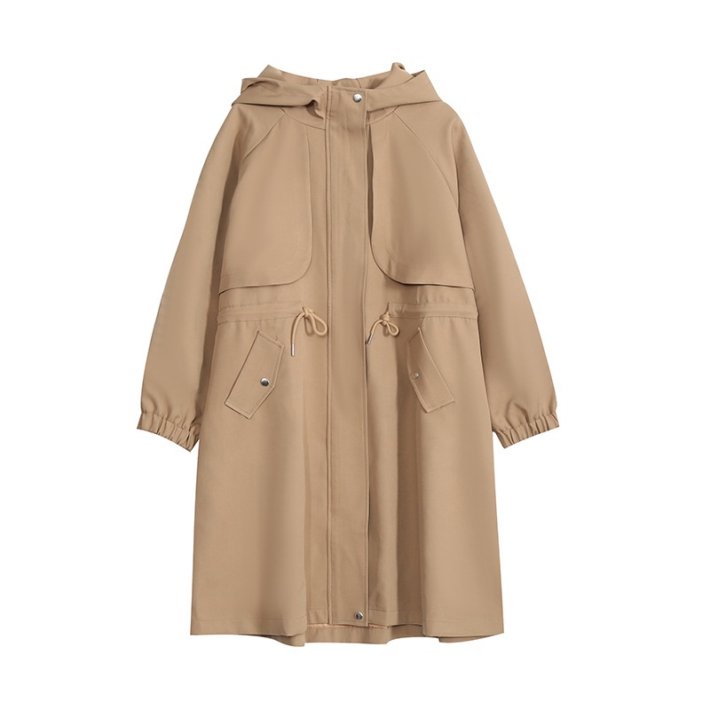 ノーカラーコート 韓国ニューファッションルースコートファットMMミドル丈ウインドブレーカーは薄手