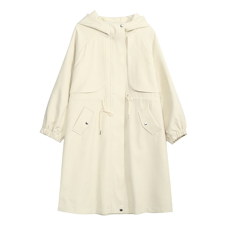 ノーカラーコート 韓国ニューファッションルースコートファットMMミドル丈ウインドブレーカーは薄手