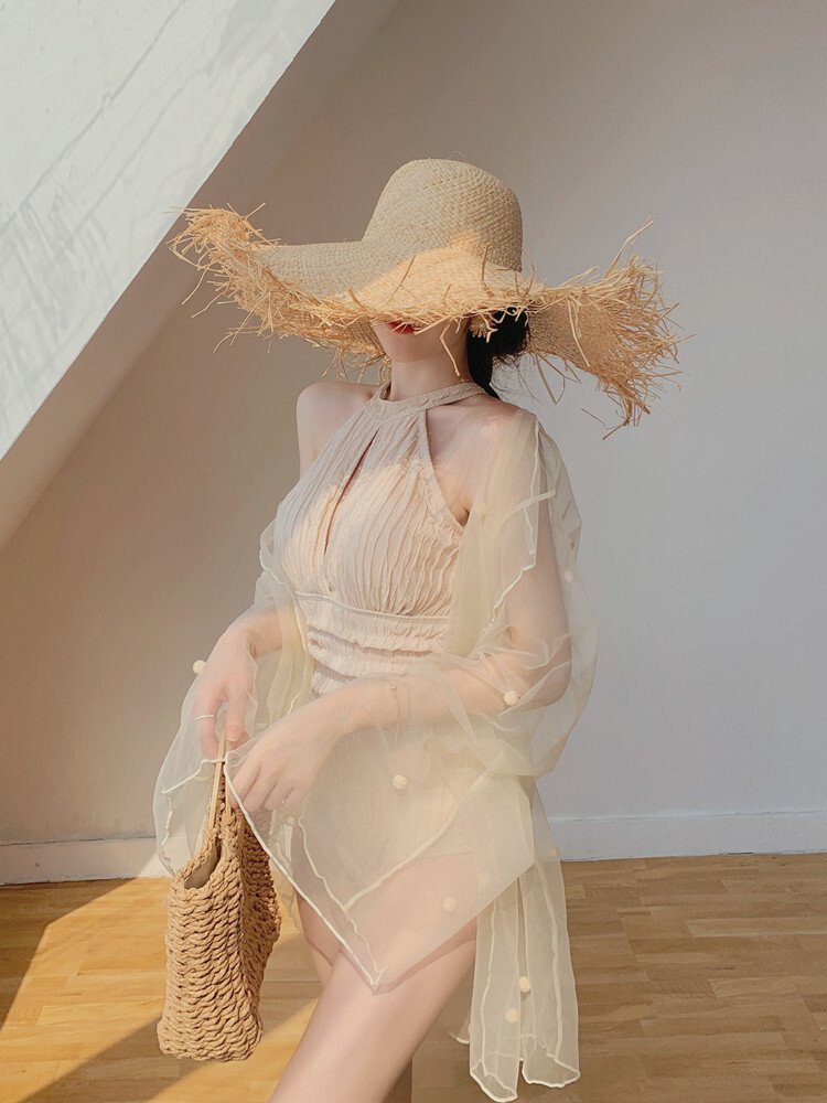 【新作登場】レディース 水着 スイムウェア シアーショール付 ホルターネック 2点セット ノースリーブ 水玉 ドット はおり付き ハイウエスト くしゃくしゃ上品 ママコーデ ママファッション 韓国系z 【新作登場】レディース 水着 スイムウェア シアーショール付 ホルターネック 2点セット ノースリーブ 水玉 ドット はおり付き ハイウエスト くしゃくしゃ上品 ママコーデ ママファッション 韓国系z