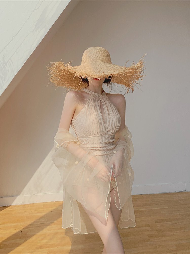 【新作登場】レディース 水着 スイムウェア シアーショール付 ホルターネック 2点セット ノースリーブ 水玉 ドット はおり付き ハイウエスト くしゃくしゃ上品 ママコーデ ママファッション 韓国系z 【新作登場】レディース 水着 スイムウェア シアーショール付 ホルターネック 2点セット ノースリーブ 水玉 ドット はおり付き ハイウエスト くしゃくしゃ上品 ママコーデ ママファッション 韓国系z