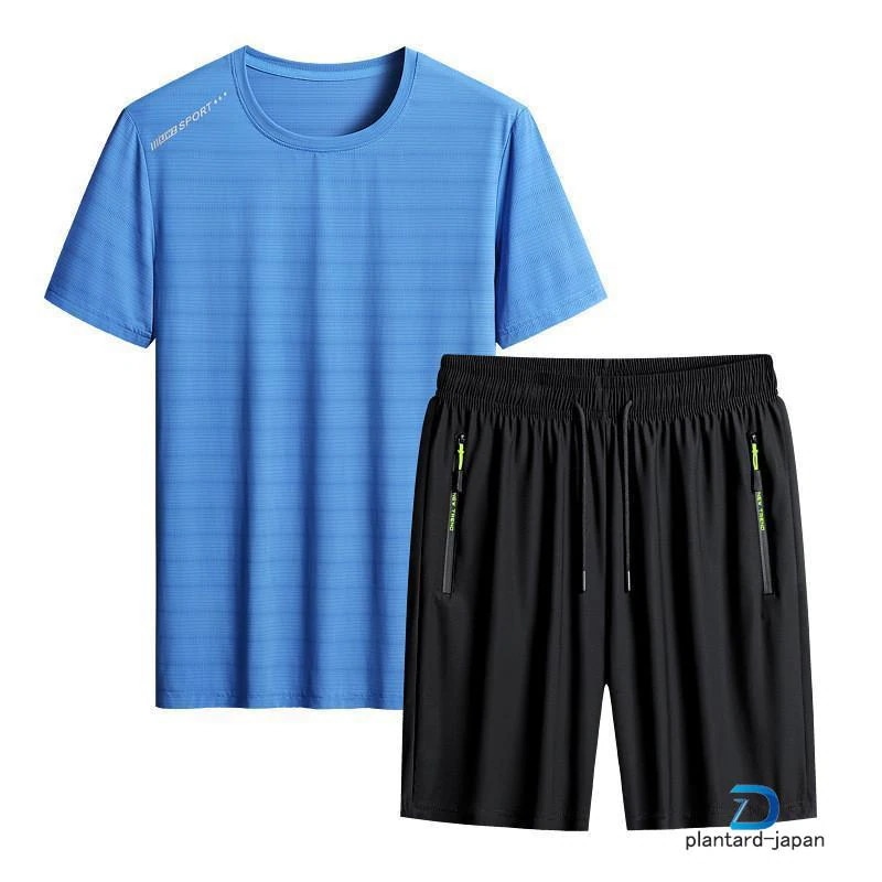 新品/数量限定/出荷が早いセットアップ メンズ 上下 ジャージ 冷感素材 半袖Tシャツ ハーフパンツ 接触冷感 ルームウェア 涼しい ゆったり 無地 大きいサイズ 夏 スポーツ