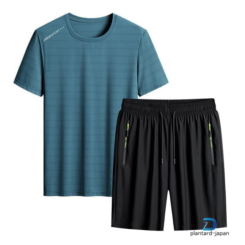 新品/数量限定/出荷が早いセットアップ メンズ 上下 ジャージ 冷感素材 半袖Tシャツ ハーフパンツ 接触冷感 ルームウェア 涼しい ゆったり 無地 大きいサイズ 夏 スポーツ