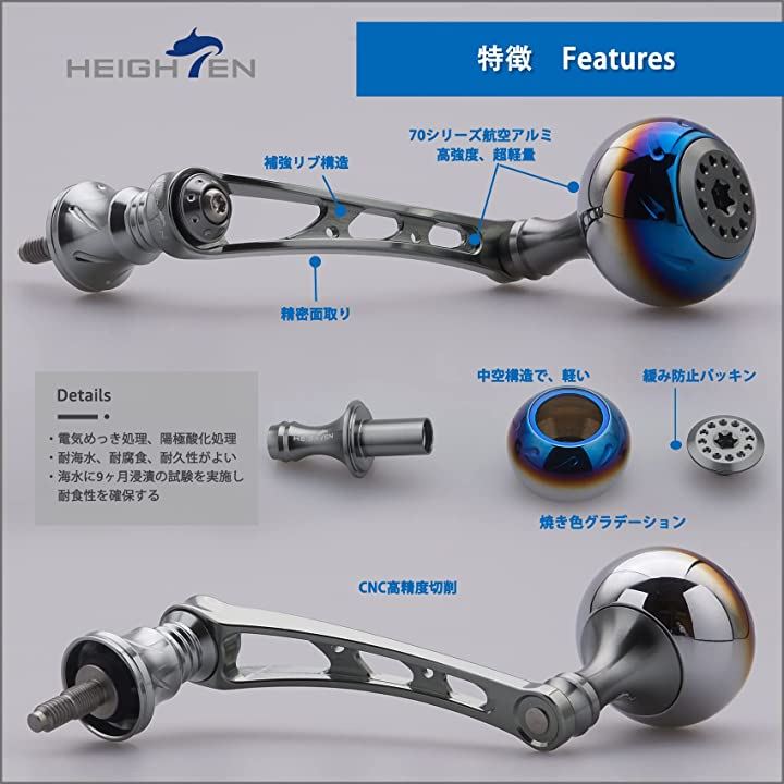 56mm リール ハンドル 30mmノブ搭載 シマノ SHIMANO ダイワ DAIWA 通用 スピニングリール Aurora 391( ガンメタル(ノブ)＆ガンメタル(ハンドル))