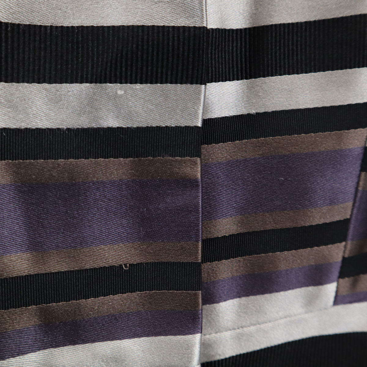 フランス製 シルクブレンド ボーダー柄 5分袖 ブラウス 38 パープル レディース 古着 フランス製 シルクブレンド ボーダー柄 5分袖 ブラウス 38 パープル レディース 古着