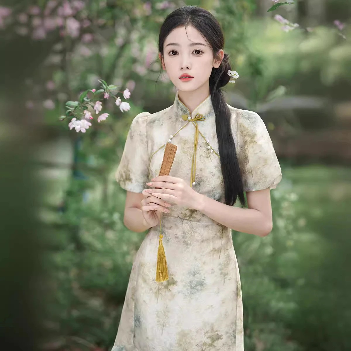 2024春夏改良チャイナドレスエレガントでスリム日常使いの新しいのエレガントなスタイル