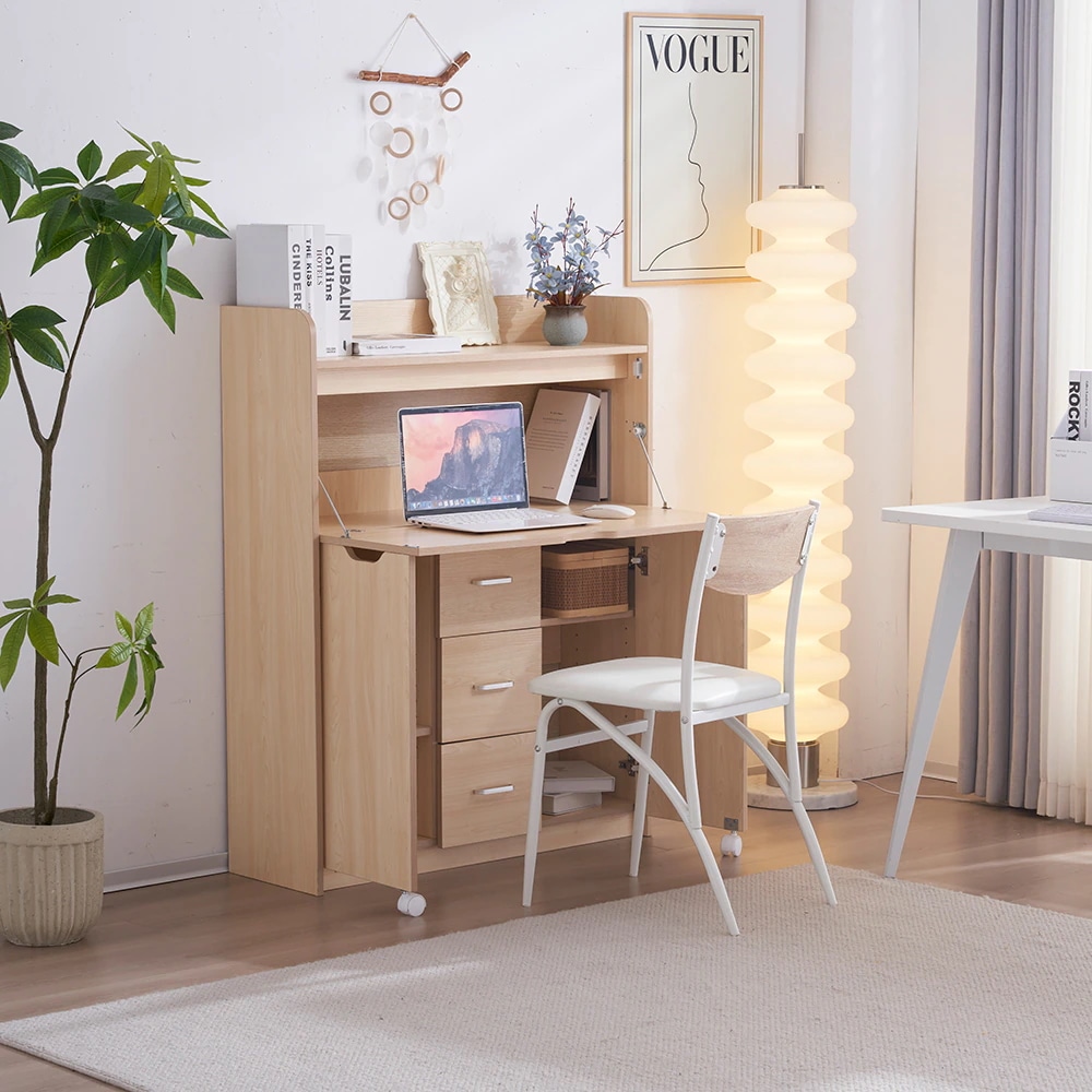 ナチュラル】学習机 デスク パソコンデスク 勉強机 折り畳み天板