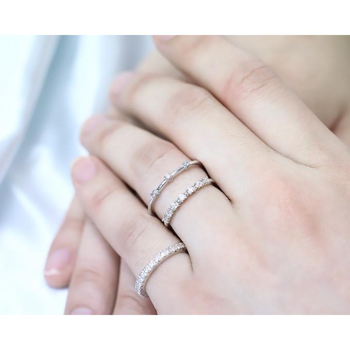 【新品】指輪 極細 ピンキーリング SV925 3石 プラチナ仕上げ 重ね付けリング オーダーメイド ファランジリ