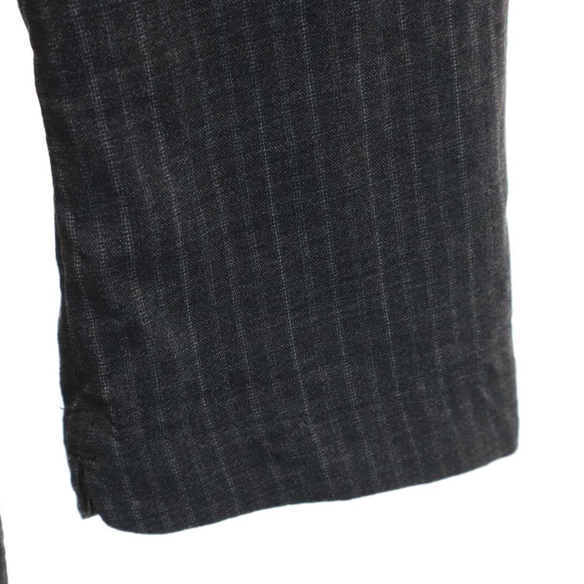 COLINA コリーナ 日本製 ストライプ柄 ノーカラージャケット L グレー メンズ 古着 COLINA コリーナ 日本製 ストライプ柄 ノーカラージャケット L グレー メンズ 古着