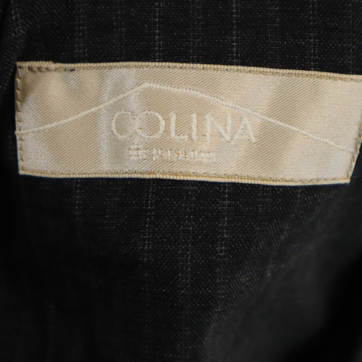 COLINA コリーナ 日本製 ストライプ柄 ノーカラージャケット L グレー メンズ 古着 COLINA コリーナ 日本製 ストライプ柄 ノーカラージャケット L グレー メンズ 古着