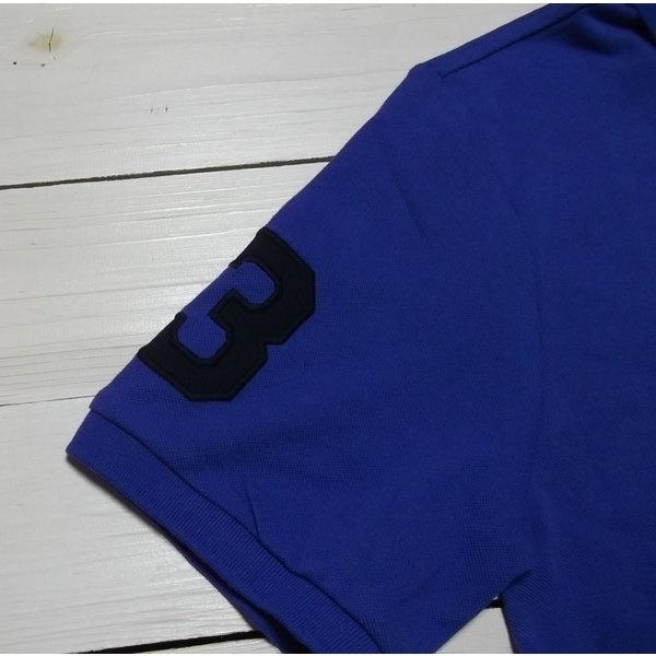 ボーイズサイズ 半袖 ビッグポニー 鹿の子 ポロシャツ ブルー boys PR2-1266 ボーイズサイズ 半袖 ビッグポニー 鹿の子 ポロシャツ ブルー boys PR2-1266