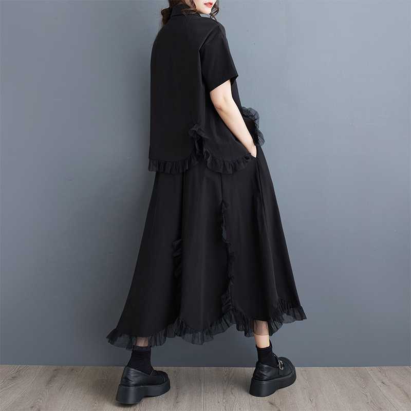 上下セット フリル裾 ブラウス+ロングスカート 体型カバー レディース セットアップ 2025夏新品 チュールドッキング 大きいサイズ 「ファットガール」オールインワンセットアップセットアップ 上下セット フリル裾 ブラウス+ロングスカート 体型カバー レディース セットアップ 2025夏新品 チュールドッキング 大きいサイズ 「ファットガール」オールインワンセットアップセットアップ