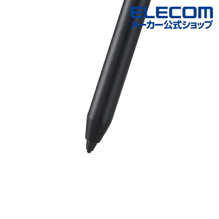アクティブスタイラスペン タッチペン 極細 1.5mm 充電式 ブラック オートスリープ機能 クリップ付 P-TPACST02BK