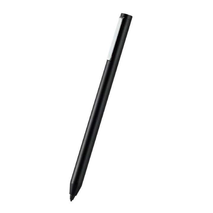 アクティブスタイラスペン タッチペン 極細 1.5mm 充電式 ブラック オートスリープ機能 クリップ付 P-TPACST02BK