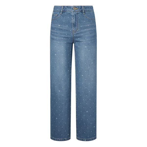 (ヘッジズレディース) 24SS ブルードットプリントセミワイドデニムパンツ HSPA4B282B2 (ヘッジズレディース) 24SS ブルードットプリントセミワイドデニムパンツ HSPA4B282B2