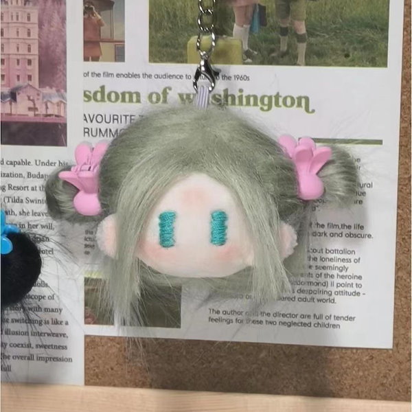 Qoo10] 可愛いお団子ヘアの揚げ毛綿人形ストラップ