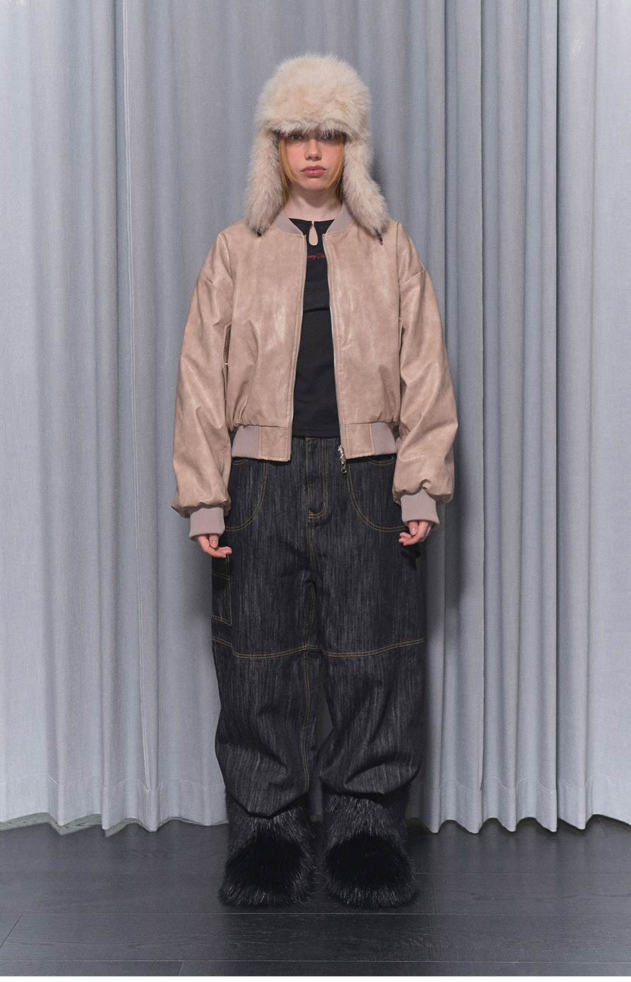 [NF]キルティングリバーシブルエンボジャンパーQUILTING REVERSIBLE EMBO JUMPER (BLACK)_F24ZA956 / （IVORY）_F24ZA956