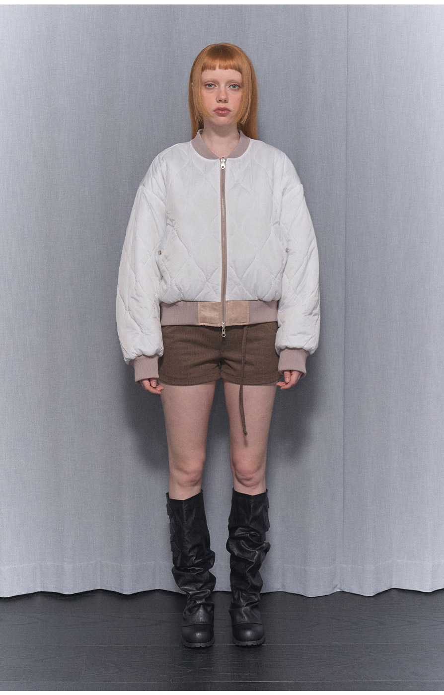 [NF]キルティングリバーシブルエンボジャンパーQUILTING REVERSIBLE EMBO JUMPER (BLACK)_F24ZA956 / （IVORY）_F24ZA956