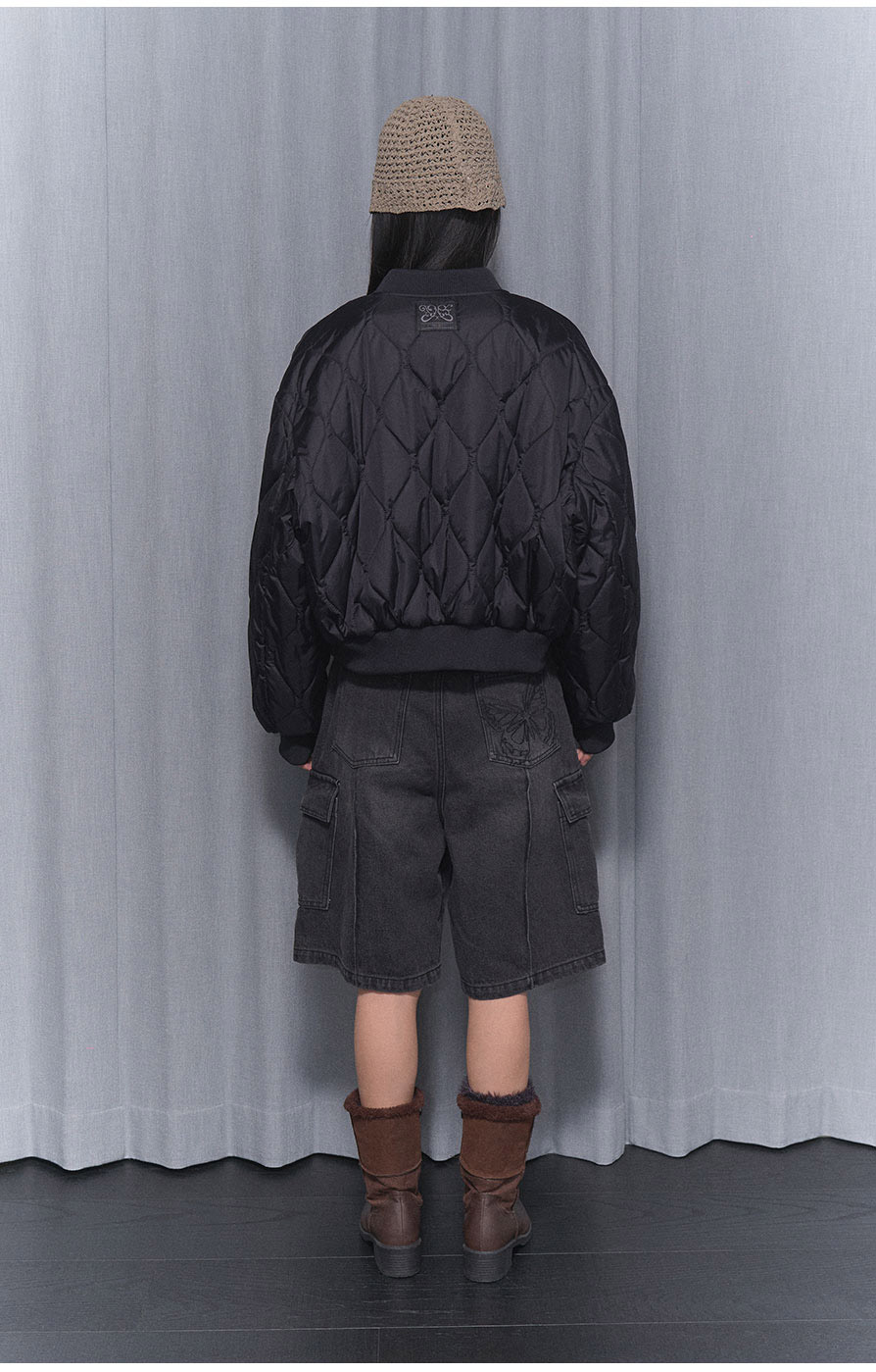 [NF]キルティングリバーシブルエンボジャンパーQUILTING REVERSIBLE EMBO JUMPER (BLACK)_F24ZA956 / （IVORY）_F24ZA956