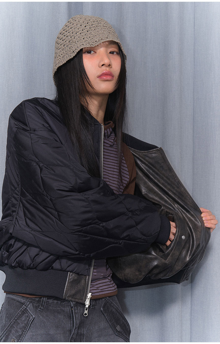 [NF]キルティングリバーシブルエンボジャンパーQUILTING REVERSIBLE EMBO JUMPER (BLACK)_F24ZA956 / （IVORY）_F24ZA956