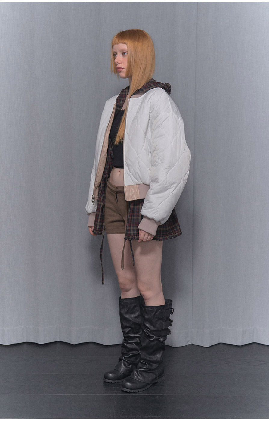 [NF]キルティングリバーシブルエンボジャンパーQUILTING REVERSIBLE EMBO JUMPER (BLACK)_F24ZA956 / （IVORY）_F24ZA956