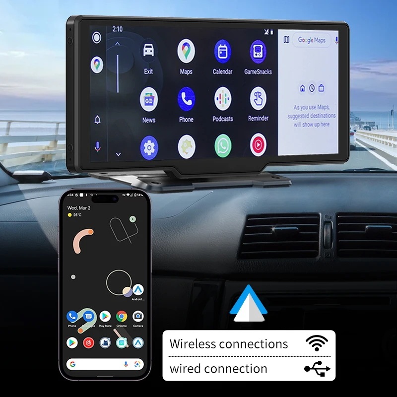 10.26インチ Carplay MP5 プレーヤー ポータブル BT タッチスクリーン ワイヤレス Carplay Android Auto カーラジオ Apple または Android ビデオス