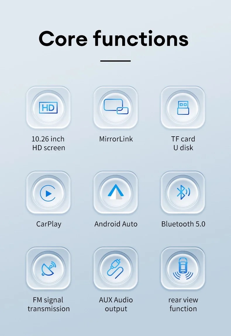10.26インチ Carplay MP5 プレーヤー ポータブル BT タッチスクリーン ワイヤレス Carplay Android Auto カーラジオ Apple または Android ビデオス