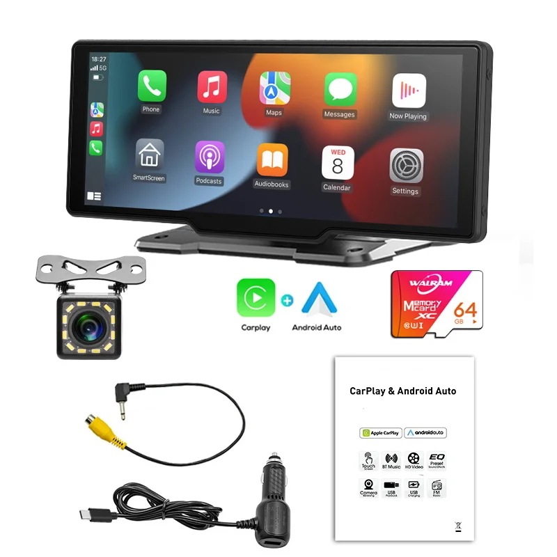 10.26インチ Carplay MP5 プレーヤー ポータブル BT タッチスクリーン ワイヤレス Carplay Android Auto カーラジオ Apple または Android ビデオス