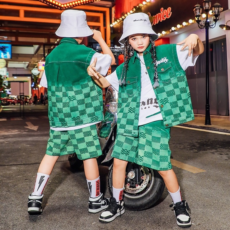 ヒップホップ子供用トレンド服デニムスーツヒップホップサマーボーイズヒップホップ子供服大道芸服ジャズダンス ヒップホップ子供用トレンド服デニムスーツヒップホップサマーボーイズヒップホップ子供服大道芸服ジャズダンス