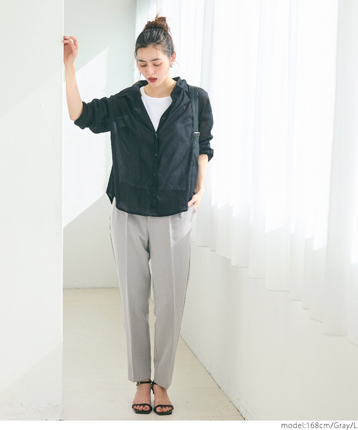 Qoo10 coca ストレッチハイウエストパンツ 無地 ポケ Qoo10 coca ストレッチハイウエストパンツ 無地 ポケ