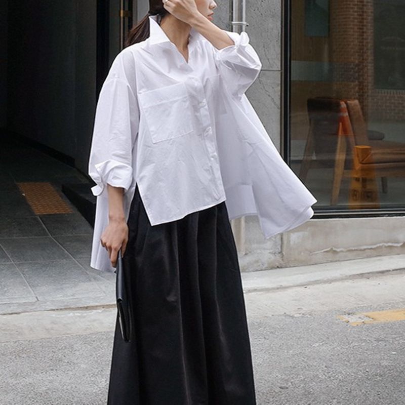 長袖 ルーズ ビ... : レディース服 シャツ バック ロング NEW格安