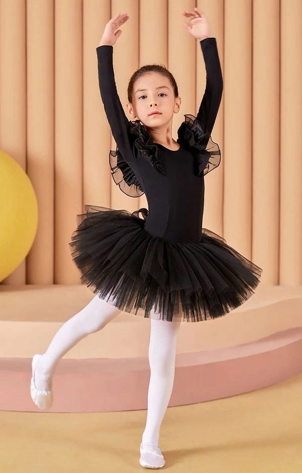 バレエ レオタード 子供 黒 スカート付き 長袖 チュチュ コットン バレエ レオタード キッズ ジュニア用 バレエ用品 レッスン こども 発表会 レッスン着 新体操 バレエ衣装 練習用 ブラック 黒 バレエ レオタード 子供 黒 スカート付き 長袖 チュチュ コットン バレエ レオタード キッズ ジュニア用 バレエ用品 レッスン こども 発表会 レッスン着 新体操 バレエ衣装 練習用 ブラック 黒