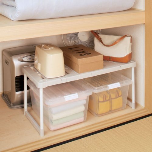 アイリスオーヤマ(IRIS OHYAMA) 押入れ 整理棚 伸縮 2個セット 幅72~92×奥行37×高さ37.3cm グレー SOR-370×2