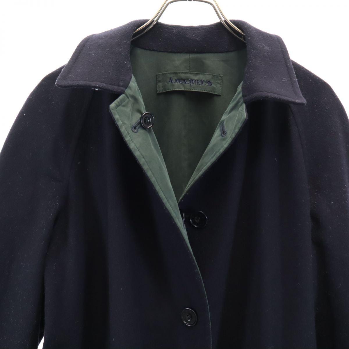 アマデウス 90s オールド リバーシブル ウールブレンド ステンカラーコート ネイビー×カーキ AMADEUS レディース アマデウス 90s オールド リバーシブル ウールブレンド ステンカラーコート ネイビー×カーキ AMADEUS レディース