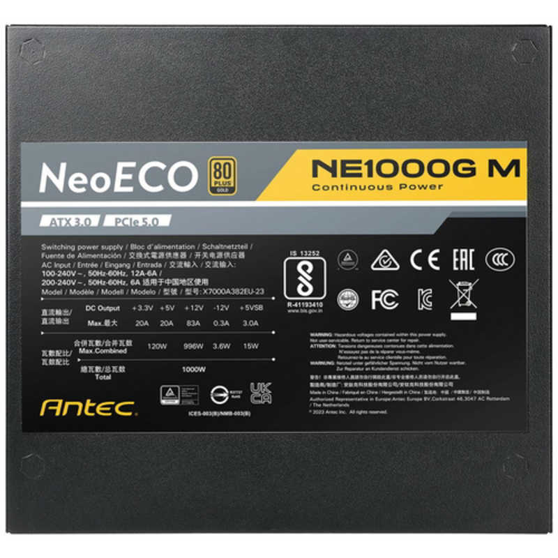 ANTEC　PC電源［1000W /ATX /Gold］　NE1000G-M-ATX3.0