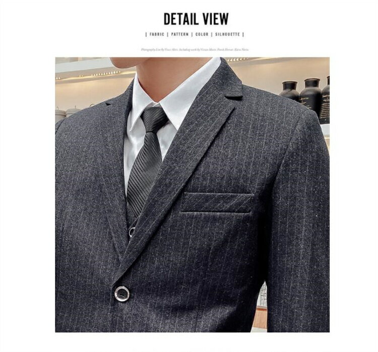 入学式スリーピース　メンズスーツスリムビジネススーツ2つボタンlスーツオールシーズン洗えるパンツウォッシャブルセットアップ　3ピース　パーティー結婚式彼氏