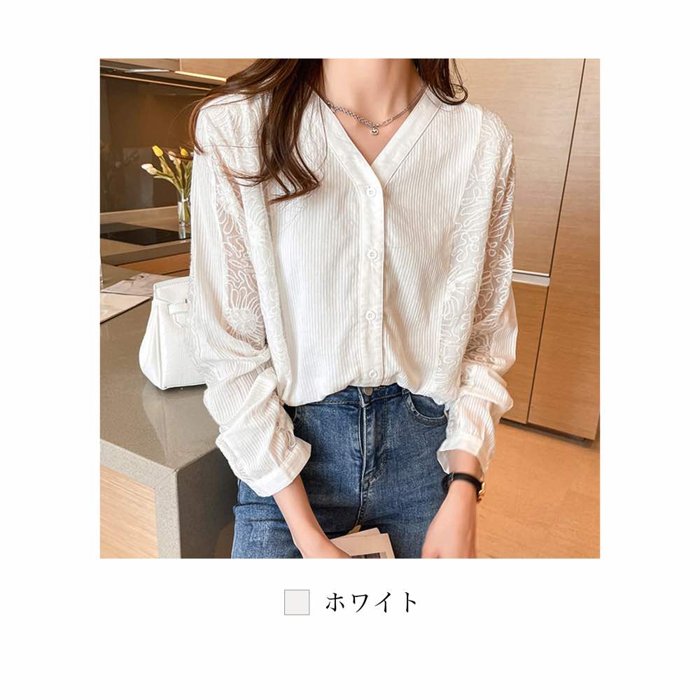 ブラウス レディース Vネックシアーブラウス 黒 ノーアイロン ワンピース Tシャツ 春 レース 安い カットソー ブランド スーツ オフィス カジュアル 冬 秋 きれいめ 高品質 人気 フォーマル