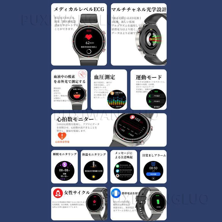 スマートウォッチ 日本製センサー +HRV 血中酸素 体温監視 心拍