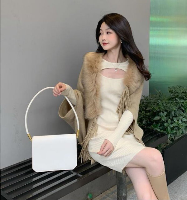 【新品　タグ付き】価格180,000円　タイトワンピース　Dress ストリングデザインタイトニットワンピース[品番：MKSW0058472