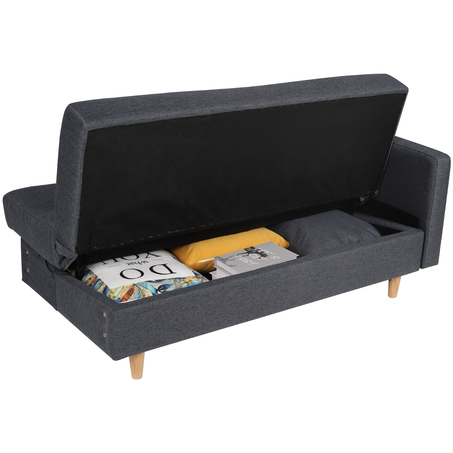 【国内発送&送·料·無·料】ソファ たくさん収納 カウチソファ オットマン付き 3人掛け 多機能ソファ クッション2個*482 左右側とも取り付けるアームレスト レイアウト自由