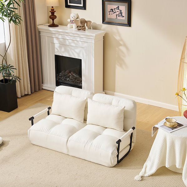 ソファベッド 折りたたみ 3WAY ファブリック生地 カウチソファー 肘