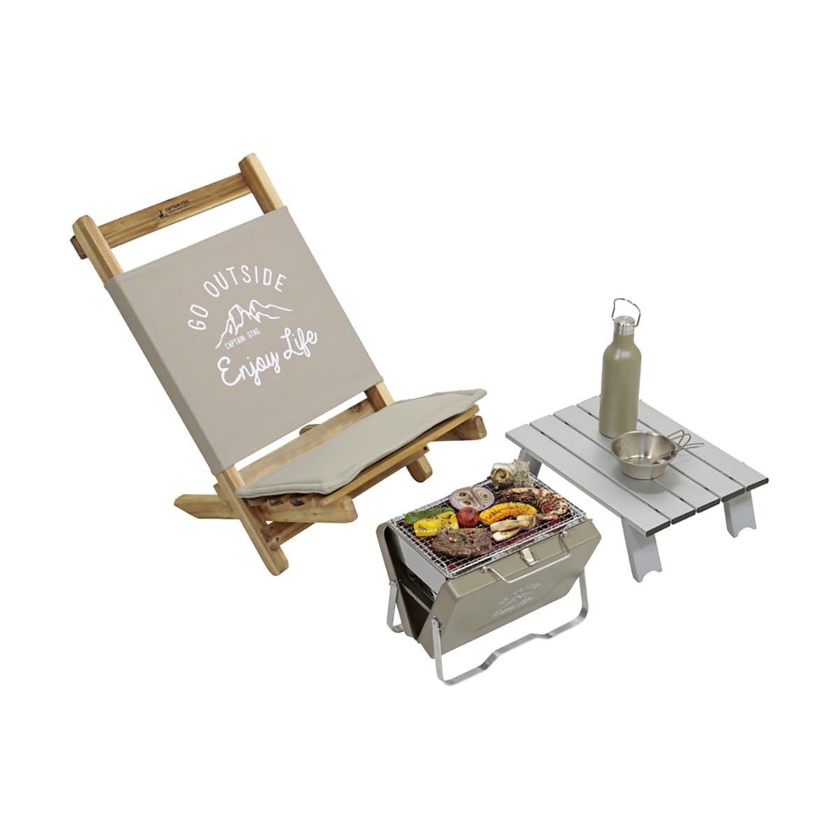 キャプテンスタッグ CAPTAIN STAG モンテ V型 卓上グリル カーキ UG-66 ソロキャンプ お花見 バーベキュー