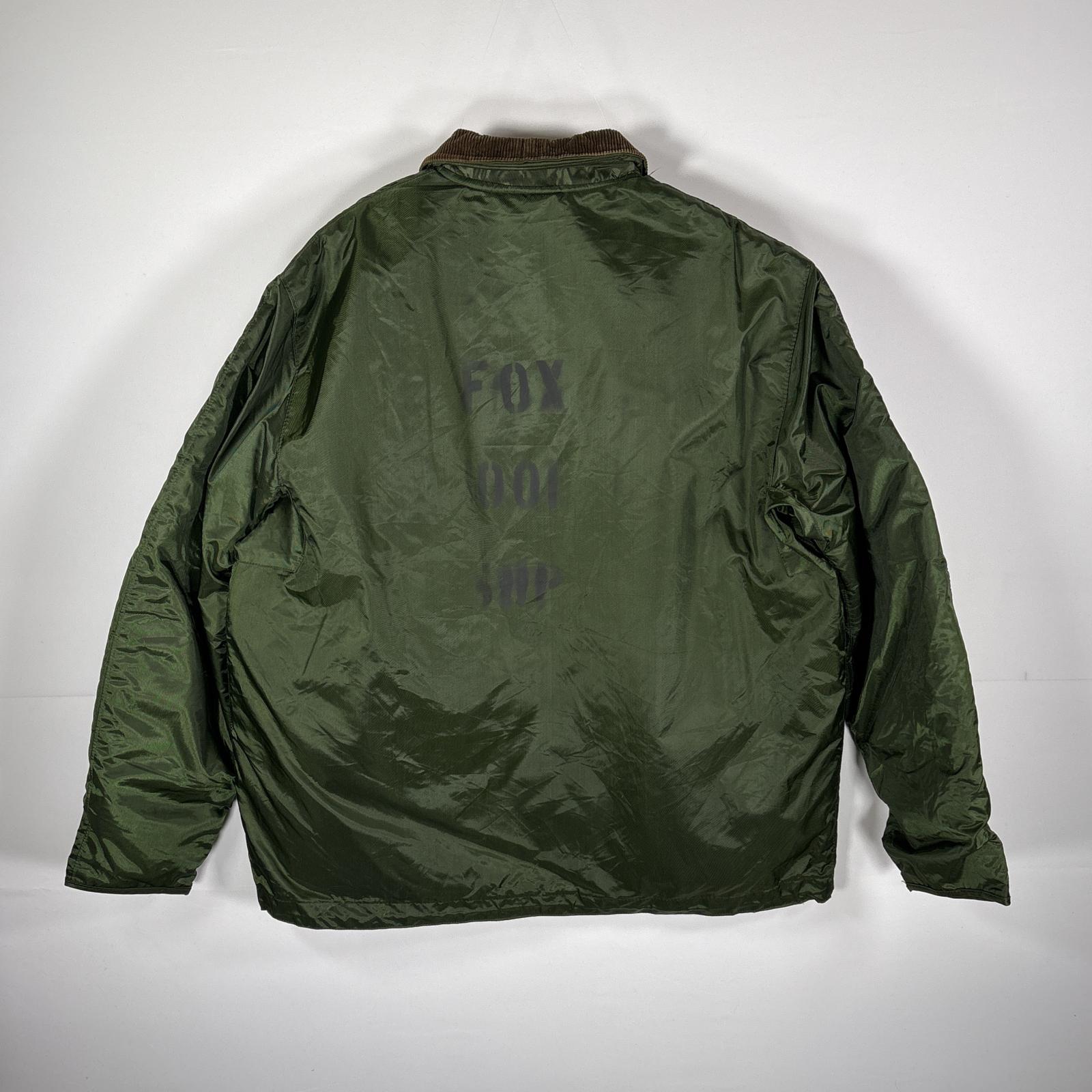 古着 80s/80年代 ヴィンテージ ミリタリージャケット デッキジャケット スコービルジッパー ステンシル入り XL グリーン系 メンズ
