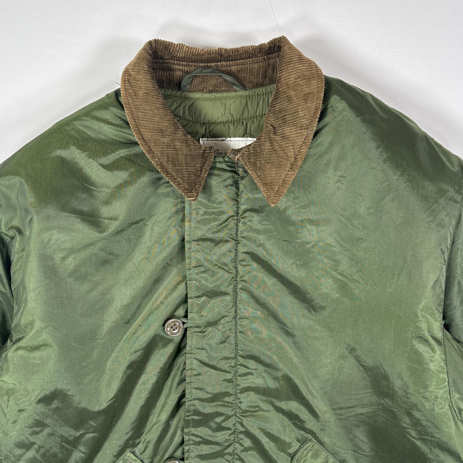 古着 80s/80年代 ヴィンテージ ミリタリージャケット デッキジャケット スコービルジッパー ステンシル入り XL グリーン系 メンズ