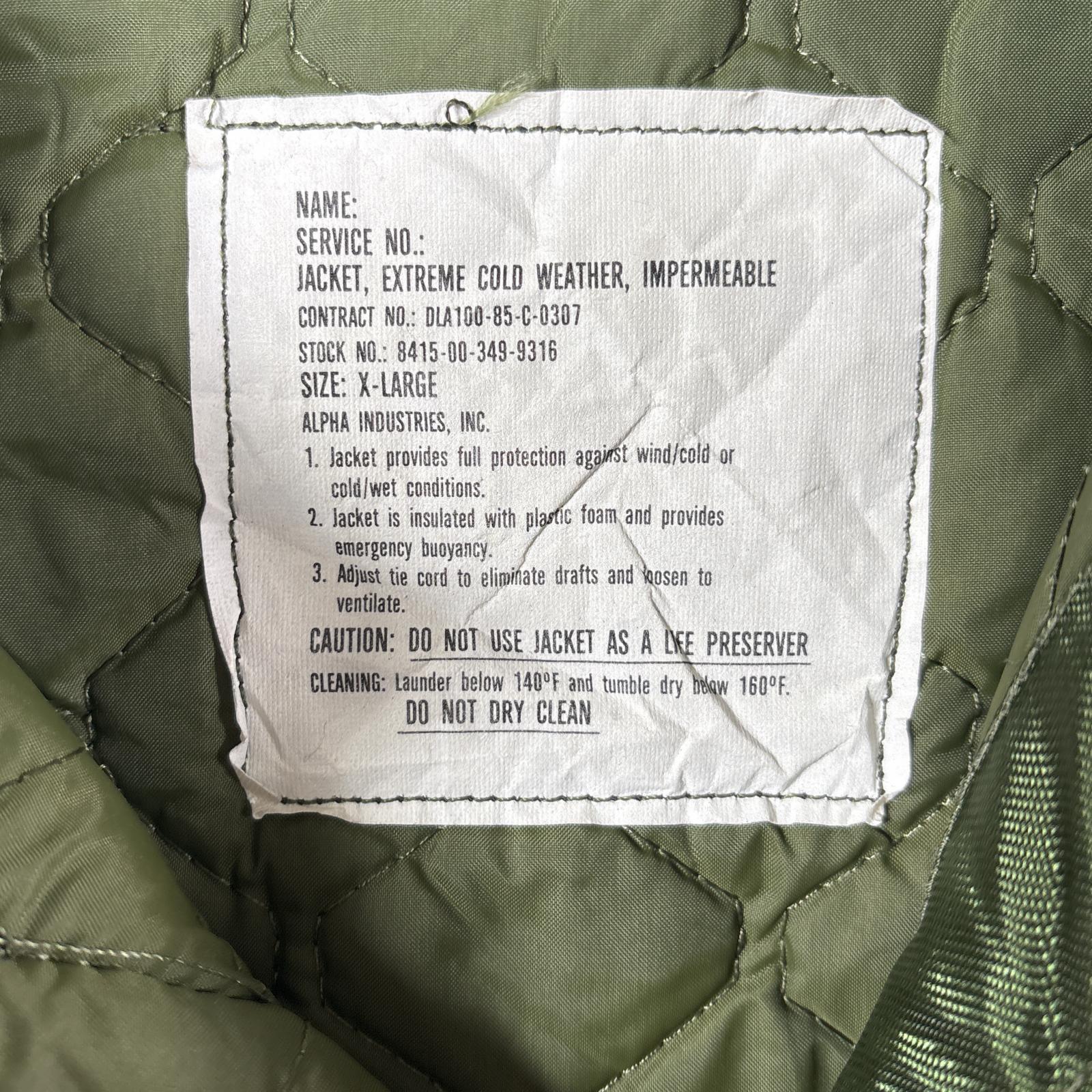 古着 80s/80年代 ヴィンテージ ミリタリージャケット デッキジャケット スコービルジッパー ステンシル入り XL グリーン系 メンズ