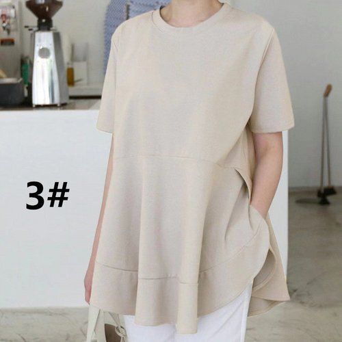202夏新作 tシャツ Tシャツ 半袖シャツ ビッグシルエット ラウンドネック 着回し 2# L 3914