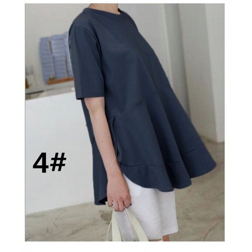 202夏新作 tシャツ Tシャツ 半袖シャツ ビッグシルエット ラウンドネック 着回し 2# L 3914