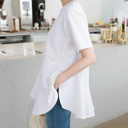 202夏新作 tシャツ Tシャツ 半袖シャツ ビッグシルエット ラウンドネック 着回し 2# L 3914